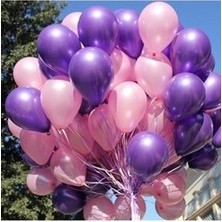 Meri Parti  30 Adet Metalik Kaliteli Balon (Mor - Pembe Karışık)