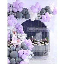 Meri Parti Pastel Lila Gri Tonlarda Balon ve Zinciri