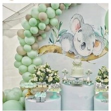 Meri Parti Pastel Gri Yeşil Balon Balon Zinciri 100 Adet