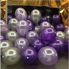 Balonevi 50 Adet Mor Gümüş Karışık Metalik Uçan Balon 12" (30Cm) Ebatlarında