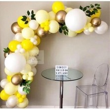Meri Parti Krom Gold Pastel Beyaz Pastel Sarı Metalik Sarı Renklerde Balon ve Zincir