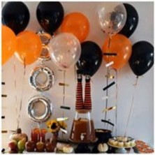Meri Parti 100 Adet Siyah Turuncu Şeffaf Balon Cadılar Bayramı Halloween Balon Renkleri