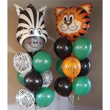 Aşkın Parti Evi Safari Konsept Safari Folyo Balon ve Lateks ve Metalik Balon Safari Balon Safari Doğum Gün