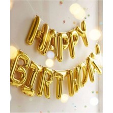 Aşkın Parti Evi Altın Happy Bırthday Folyo Balon Doğum Günü Parti Happy Bırthday Altın Renk Folyo Balon