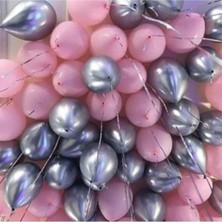 Meri Parti 100 Adet Pembe Beyaz Metalik Balon Parti Günleri Yaz Konseptleri