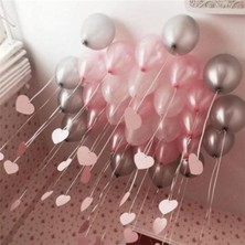 Meri Parti 100 Adet Pembe Gri Renk Metalik Balon Doğum Günü Balon Pembe Gri