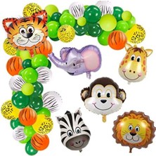 Meri Parti 100 Adet Balon 5 Adet Safari Folyo Balon ve Balon Zinciri Safari
