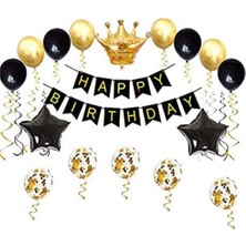 Meri Parti Taç Folyo Happy Bırthday Yazısı Doğum Günü Parti Seti