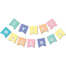 Meri Parti Macaron Hologram Iyi Ki Doğdun Banner Makaron Doğum Günü Banner