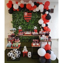 Meri Parti 100 Adet Balon ve Zinciri Siyah Beyaz Kırmızı Metalik Balon Doğum Günü Konsept