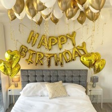 Meri Parti Happy Bırthday Gold Balon Parti Seti Kalp Folyo Balon Lateks Balon Full Set