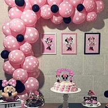Meri Parti Minnie Mouse Konsept Balon Set 100 Adet Balon ve Zincir