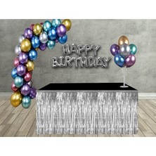 Meri Parti Doğum Günü Süsleme Seti Krom Balon, Balon Zinciri, Balon Standı, Masa Eteği, Folyo Bolon