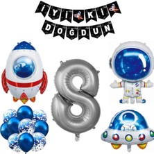 Meri Parti Yaş Sayı Balon Uzay Folyo Balon ve Banner Set Parti Setleri Uzay Temalı Folyo Balon Set Doğum Günü