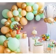 Meri Parti Somon Mint Yeşili Gold Balon ve Balon Zincir
