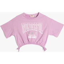Koton Crop Oversize Tişört Kısa Kollu Beli Elastic Pamuklu