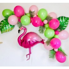 Meri Parti Flamingo Konsept Balon ve Balon Zinciri Flamingo Folyo Balon ve Lateks Balon