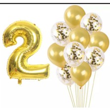 Meri Parti 2 Yaş Gold Konfetili Şeffaf Balon Seti