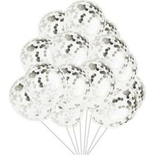 Meri Parti Gümüş Konfetili Balon Seti - 20 Adet