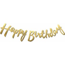 Aşkın Parti Evi Gold Happy Birthday Kaligrafi Banner