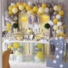 Meri Parti 100 Adet Sarı Gri Beyaz Makaron Sarı Balon Zincir Özel Gün Konsept Zincir