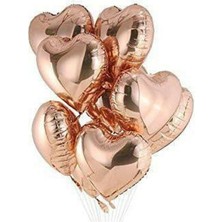 Meri Parti Kalp Folyo Balon 5 Adet 40 cm 16" Inç Rose Gold Renk