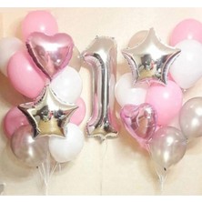 Meri Parti Kalp Yıldız 1 Yaş Balon Seti