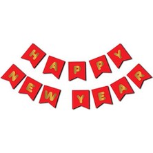 Meri Parti Yılbaşı Happy New Year Yaldızlı Banner