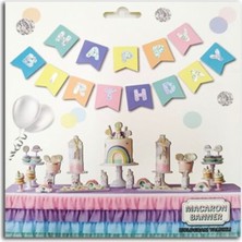 Meri Parti Macaron Hologram Happy Birthday Banner