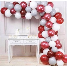 Meri Parti Kırmızı Gri Beyaz Balon ve Balon Zinciri