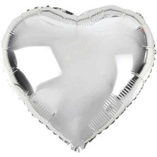 Meri Parti Kalp Folyo Balon 18" Inç 40 cm Gümüş Renk 1 Adet