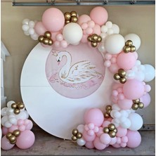 Meri Parti Krom Gold Makaron Pembe ve Beyaz Balon Zinciri 100 Adet