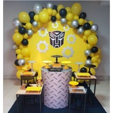 Meri Parti Sarı Siyah Gümüş Balon Konsept Balon ve Balon Zinciri Konsept