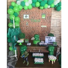 Meri Parti 100 Adet Yeşil Açık Yeşil ve Beyaz Metalik Balon ve Balon Zinciri Konsept Parti