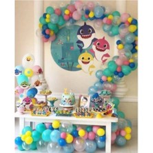 Meri Parti Baby Shark Balon Konsept 100 Adet Balon ve Balon Zinciri