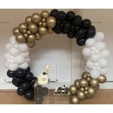 Meri Parti Siyah Beyaz Gold Krom Konsept Balon ve Balon Zincir Set Parti Set