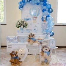 Meri Parti Baby Shower Konsept Balon ve Balon Zinciri Mavi Lacivert Metalik