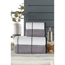 Semecca Linetow Serisi Çizgili %100 Pamuklu 4 Parça 50X85-70X135 Havlu Seti