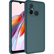 Smcase Xiaomi Redmi 12C Kılıf Mara Lansman Silikon Mat Soft Içi Süet Haki Yeşil