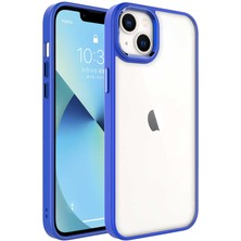 Gpack Apple iPhone 14 Kılıf Kamera Çıkıntılı Nikelaj Hassas Tuşlu Arkası Cam Mavi