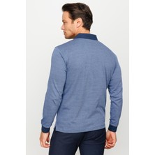 Desen Triko Erkek Polo Yaka Jakarlı Minik Desenli Sweatshirt Saks
