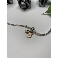Ni Aksesuar Gümüş S925 Damgalı Disney Mickey Mouse Gizlenen Çift Sallantılı Charm