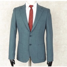 Jan Carlucci Yazlık Iki Düğme-Yarım Astar- Slimfit Drop 6 Ceket-Küf Yeşili