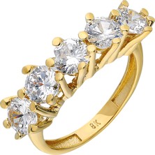 Chavin 5 Taş 3,75 Crt. Taşlı 4,5 Gr. Altın Zirkon Yüzük Du38