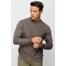 Desen Triko Erkek Yarım Balıkçı Yaka Petek Desenli Kazak