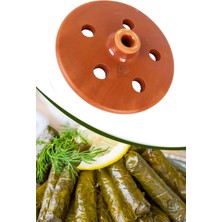 Qniay Kiremit Toprak Dolma Sarma Taşı Kapağı Büyük 21cm Sırlı Delikli Fırınlanmış Yaprak Sarma Dolma Taşı