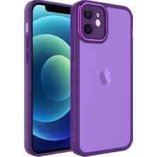 Case 4U Apple iPhone 11 Kılıf Kamera Korumalı Parlak Tasarımlı Renkli Darbe Emici Transparan Post Kapak Derin Mor