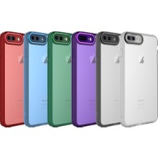 Case 4U Apple iPhone 7 Plus / 8 Plus Kılıf Kamera Korumalı Parlak Tasarımlı Renkli Darbe Emici Transparan Post Kapak Derin Mor