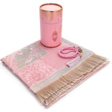 İhvan Seccadeli ve Inci Tesbihli Özel Silindir Kutulu Set Pembe