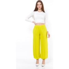 Nuseel Kadın Beli Lastikli Şalvar Pantolon Fıstıkyeşili